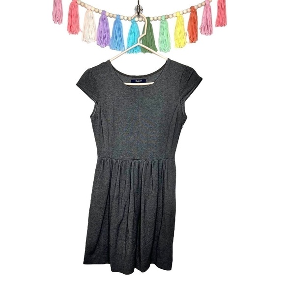 Madewell Ponte Screenplay Cap Sleeve Charcoal Gray Fit and Flare Dress Size XS - Picture 11 of 12